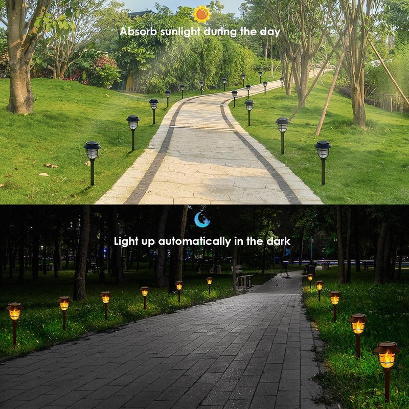 10 Pack Solar Pathway Lights Outdoor - Bright Solar Powered