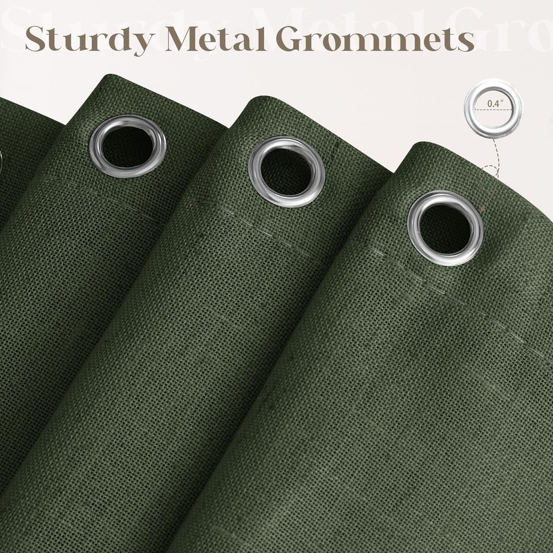 Olive Green Extra Long Linen 84 Inch Shower Curtain Bath