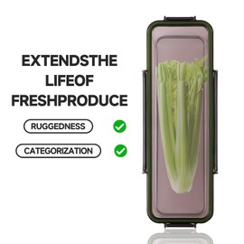 Celery Keeper for Refrigerator, Celery Storage Container with Lid, BPA-Free Long Plastic Fridge Storage Container for Fresh Celeries, Easy to Clean and Leak Proof, Food Storage Bins for Kitchen