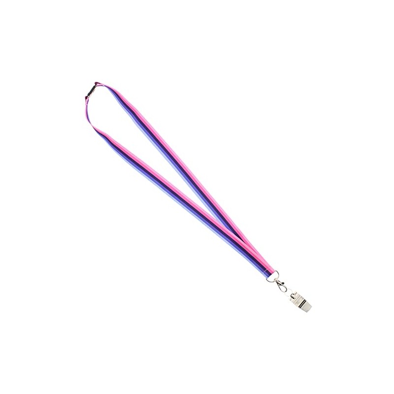 Zac's Alter Ego Shiny Metal Whistle on Omnisexual Stripe Lanyard