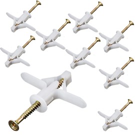 Hollow-Wall Anchors, Drywall Anchor kit with Screws, Self-Drilling Hollow Wall Anchor,65Lbs, White (One Size, Anchor 50pcs+Screw 50pcs)