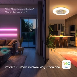 Orison Ceiling Fan with Light- 22.4 in Smart Low Profile Ceiling Fans with Alexa/Google Assistant/App Control 6 Speed Color Changing Ceiling Fan LED-RGB Back Ambient Light