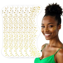 8 PCS Gold Glitter Freckles Face Tattoo, Sparkle Freckles, Glow Up Makeup Patches, Face Glitter Makeup Speckles Patches, Waterproof Cosmetic Glitter for Face, Cute Makeup Accessories for Women (Gold)