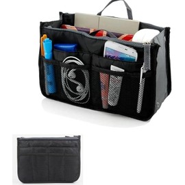 Bag-in-Bag, Inner Bag, Storage Case, Cosmetics, Multi-Bag, Travel Pouch, Freestanding, Lightweight, Large Capacity, Camping, Commuting, Moving (Black)