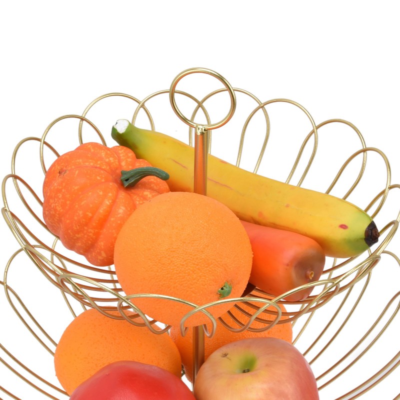 2 Tier Fruit Bowl Modern Nordic Design Geometric Detachable Gold