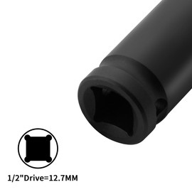 Hlipaty Impact Socket 16mm, 1/2" Square Drive 6 Point Cr-Mo Deep Socket, 78mm Length