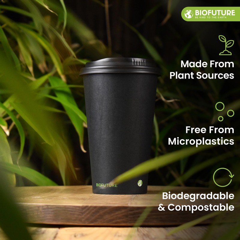 BIOFUTURE Biodegradable Coffee Cups – 50 x 6oz – 16oz