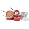 BulbHead Red Copper 10 PC Copper-Infused Ceramic Non-Stick Cookware Set