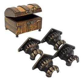 Fdit 4 Pieces Retro Leg Corner Protectors 3.5cm x 2.5cm Bronze Zinc Alloy Antique Brass Corner Protectors Jewelry Chest Wooden Box Decorative Feet Leg Corner Protectors