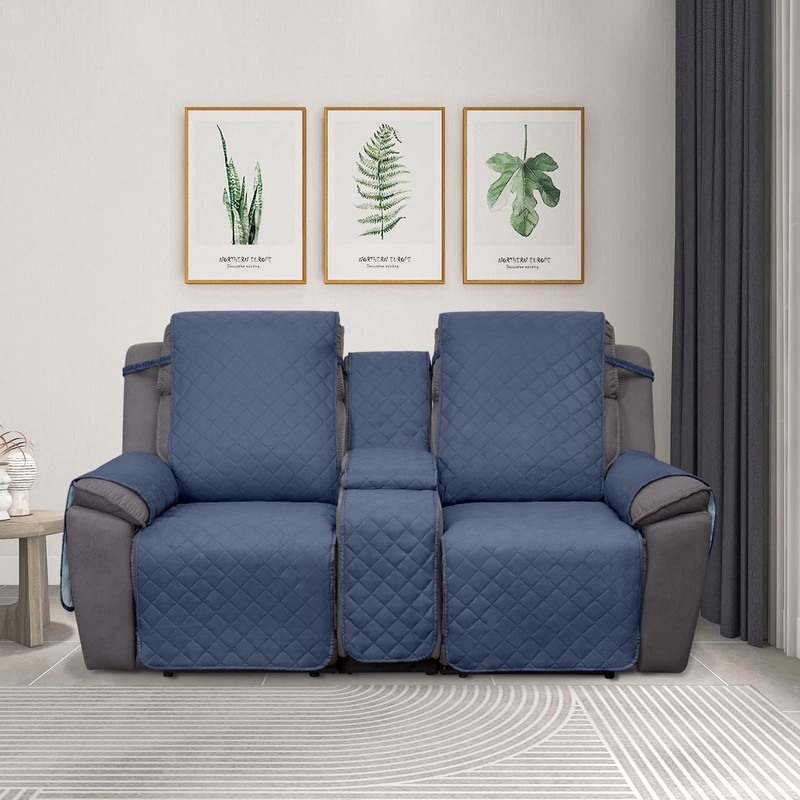PureFit Water Resistant Reversible Loveseat Recliner Couch Cover for Double
