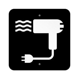 Aluminum Square Metal Sign Multiple Sizes in-Room Hair Dryer Hi-Wattage Plug Information Hospitality Hotels B Black Healthcare Wayfinding All Over Weatherproof Street 12x12Inches