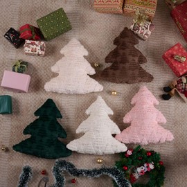 Lanpn Christmas Tree Pillows Set of 2, Tree Christmas Decoration Winter Soft Cute 3D Shaped Xmas Tree Throw Cushion for Sofa Bedroom Xmas Decor (18x16 inch, Pink)