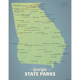 Georgia State Parks Checklist Map 11x14 Print (Natural Earth)