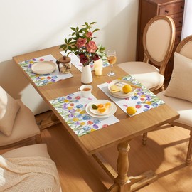 Softalker Tulip Flower Spring Placemats Set of 6-12 x 18 Inch - Easter Summer Seasonal Holiday Decoration Place Mats, Stain Resistant Wipeable Table Mats for Party/Dining/Holiday/Outdoor