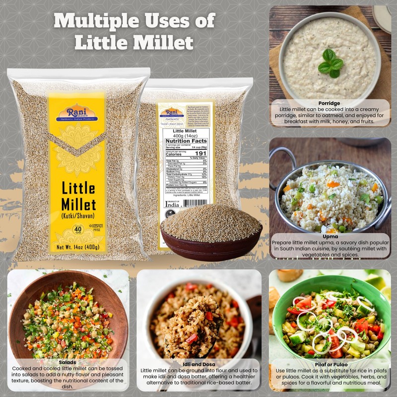 Rani Little Millet (Panicum Sumatrense) Whole Ancient Grain Seeds 14oz