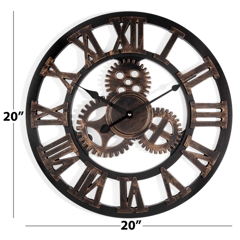 Westclox 20” Large Gear/Open Roman Numerals Black and Gold Wall