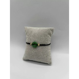 Jade Green Jade Stone Black String Adjustable Bracelet Pack of 12