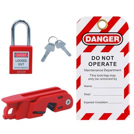 AuRandoo Circuit Breaker Lockout Kit - Single Pole Clamp-On 120/277V Breaker Box Lock & Electrical Panel Lockout Device Lock Out Tag Out Padlock OSHA Compliant