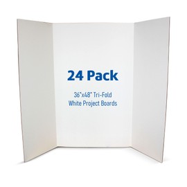 Flipside Products 36” x 48” Project Boards for Presentations, Science Fair, School Projects, Event Displays and Trifold Picture Board, Proudly Made in USA - Clay White - 24 Pack