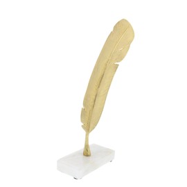 CosmoLiving by Cosmopolitan Aluminum Metal Bird Decorative Sculpture Feather Home Decor Statue, Accent Figurine 6" x 2" x 12", Gold