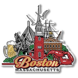 Boston City Magnet by Classic Magnets, Collectible Souvenirs Made in The USA, 4" x 3.6"