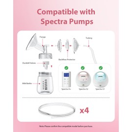 Balime Breast Pump Parts Compatible with Spectra S1 S2 9 Plus Synergy Gold Incl 4 Count Tubing Not Original Spectra S1 S2 Replacement Pump Parts