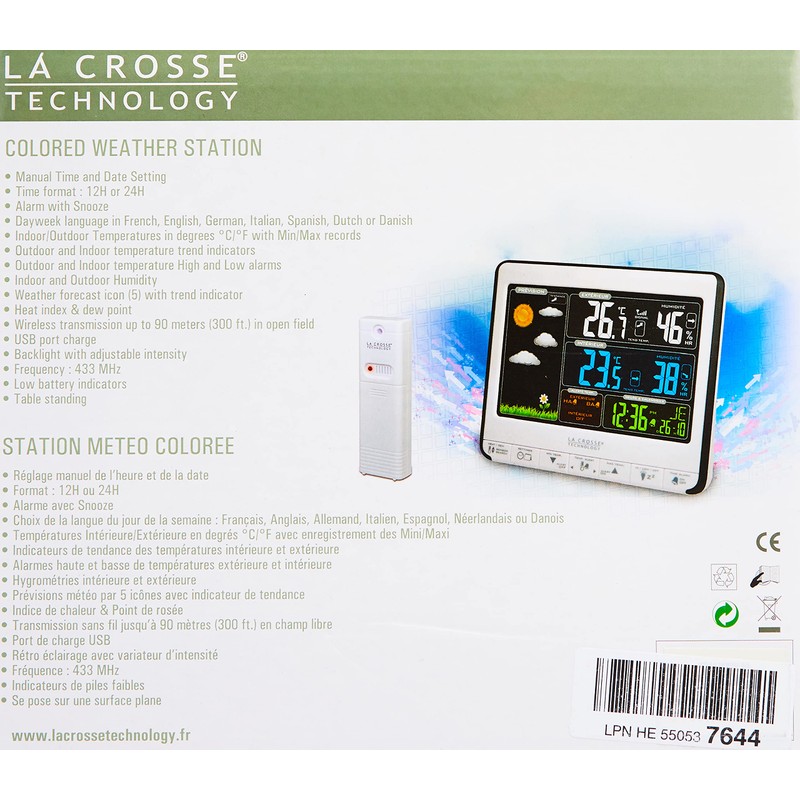 La Crosse Technology WS6826WHI-SIL Weather Station with Animated Colour Screen