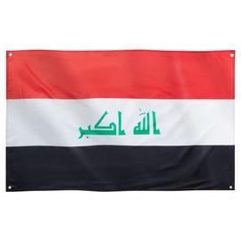 Runesol Iraq Flag, 91 x 152 cm (3 x 5 ft), 4 Eyelets, Iraq National Flag, Mesopotamia, Iraq Country Flag, Premium Flags for Indoor and Outdoor Use, Vibrant Colours, Army Day