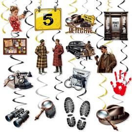 30Pcs Detective Murder Hanging Swirls Mystery Detective Crime Scene Ceiling Swirls Decorations Murder Dinner Evidence Marks Theme Party Supplies