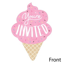Big Dot of Happiness Scoop Up the Fun - Ice Cream - Shaped Fill-in Invitations - Sprinkles Party Invitation Cards with Envelopes - Set of 12
