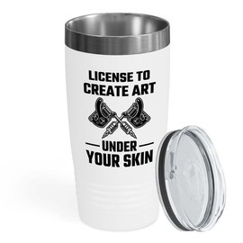 Tattoo Artist White Tumbler 20oz - Art Under Your Skin - Tattoo Gifts Tipping Skin Deep Ink Tattoo Lover Tattooing Tattooist