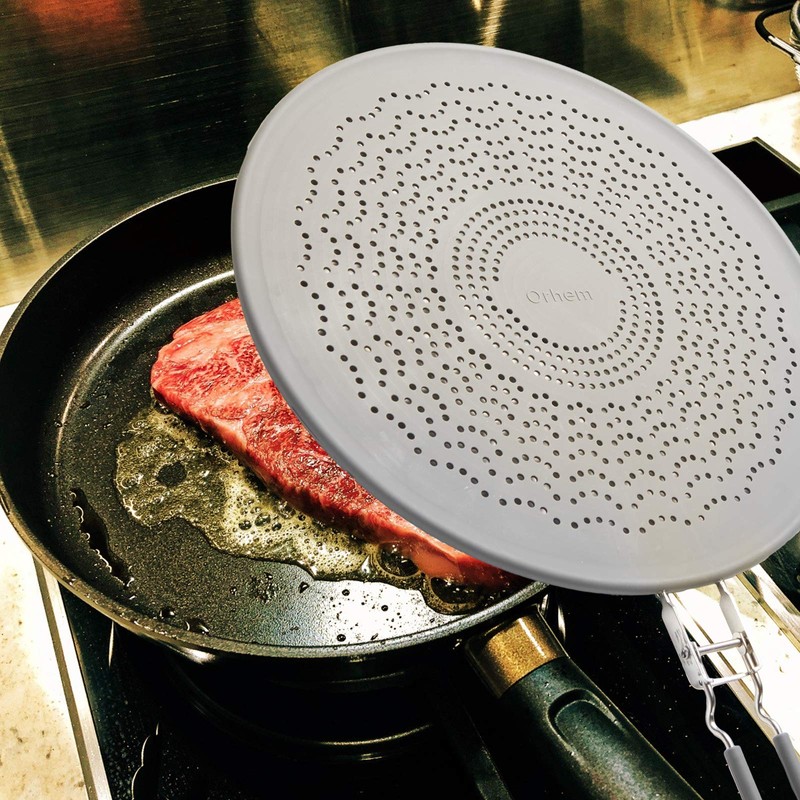 13” Silicone Splatter Screen Pan Cover with Folding Handle, Heat