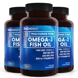 BioEmblem Omega-3 Fish Oil 2000mg - High Absorption, 1400mg EPA & DHA with Vitamin D3 for Heart, Brain & Joint Health - Non-GMO Healthcare Dietary Fitness Acid - Specification: Best Seller – 90-Day Supply