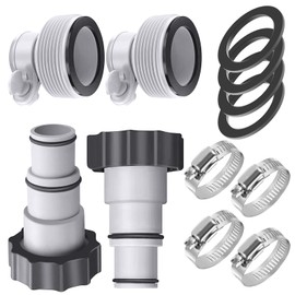 FOFOGANG 4 Pack Pool Hose Adapter 2 Type A B Conversion Connector for 1.25" to 1.5" Hoses Replacement Compatible with Intex Threaded Filter Pump Above Ground Pool Accessories with Clamp Washer Parts