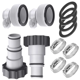4 Pack Pool Hose Adapter 2 Type A B Conversion Connector for 1.25" to 1.5" Hoses Replacement Compatible with Intex Threaded Filter Pump Above Ground Pool Accessories with Clamp Washer Parts