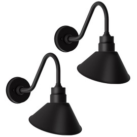 DENGNBJ 2-Pack Premium Outdoor Gooseneck Lights 10" - Elevate Your Establishment with Classic Barn-Farmhouse Charm and Extended Arms Perfect for Restaurant and Store Signage