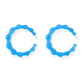 Bamboo Earrings for Women Colorful Acrylic Bamboo Hoop Earrings 80s 90s Large Hoops Earrings Hip Hop Fashion Party Costume Accessories (A: blue bamboo earrings)