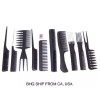 Beauty Headquarters 10pcs Black Professional Combs Hairdressing Hair Salon Styling
