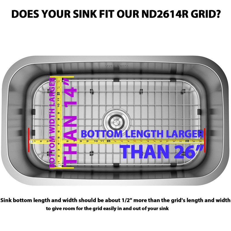 Serene Valley Sink Bottom Grid 26" x 14", Rear Drain