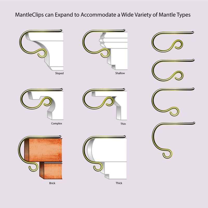 The Original MantleClip, 4 Pack - Brass
