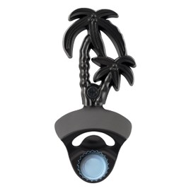 Jumiok Plam Tree Magnetic Wall Mounted Bottle Opener, Black Stainless Post Mount Beer Opener for Beach Bar