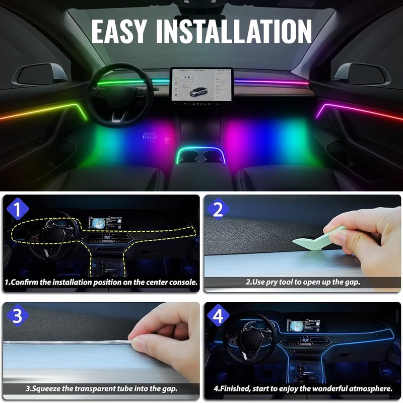 Ambient Lighting Car led Lights Interior, 43.3'' USB Powered Acrylic