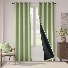 jinchan 80% Blackout Curtains for Bedroom, Linen Textured 90 Inch Curtains for Living Room, Grommet Room Darkening Drapes, Thermal Insulated Luxury Window Treatments, 2 Panels Set Kiwi Green