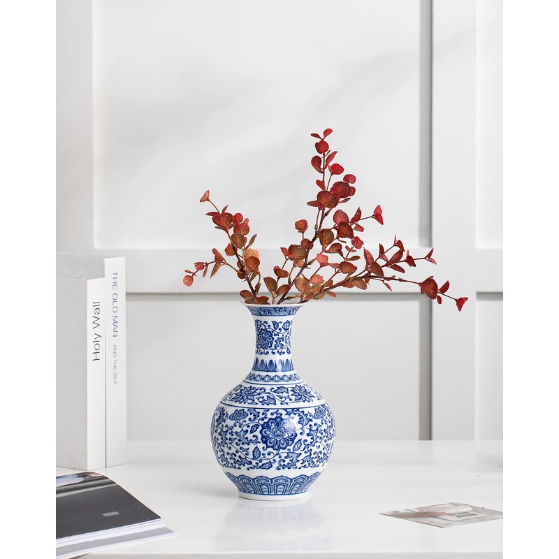 Blue and White Vase, Blue Vases Home Décor, Chinoiserie Vase,