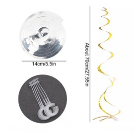 Aomhrek Party Hanging Spiral Decorations, New Year's Eve Decoration 2025, Golden Streamers & Garlands for Birthday, Christmas and New Year's Eve Parties, 48-Piece Set of Party Decorations
