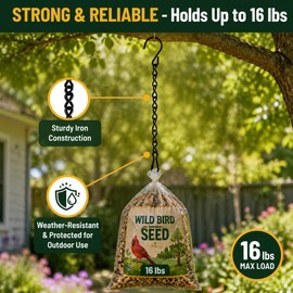 9.5 Inch Black Hanging Chains, 12 Pack Plant Hangers for Bird Feeders, Planters, Lanterns, Wind Chimes, Baskets, Billboards & Outdoor Ornaments – Includes S-Hooks & Clips