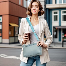 molshine Small Crossbody Bags for Women PU Leather Shoulder Bag Ladies Handbag Purse with Adjustable Wide Strap for Travel Shopping Daily HB040(Blue)