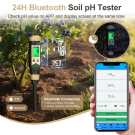 EZTOCH Soil pH Meter for Garden, Bluetooth Water pH Tester for Soil and Hydroponic, Digital pH Temp Meter for Blueberry with ATC for Lawn, Potted Indoor Outdoor Plants, Raised Garden Beds