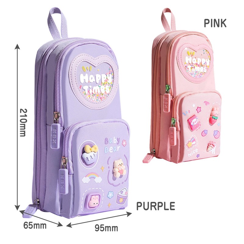 JVILEX Pencil Case, Large Capacity, Cute, Junior High School Girls,