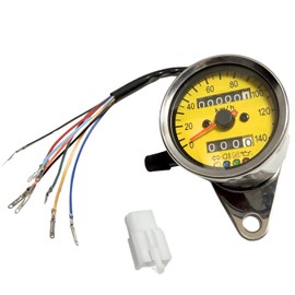 RiNan. Motorcycle Speed Meter Mechanical LED 140km Universal Silver x Yellow